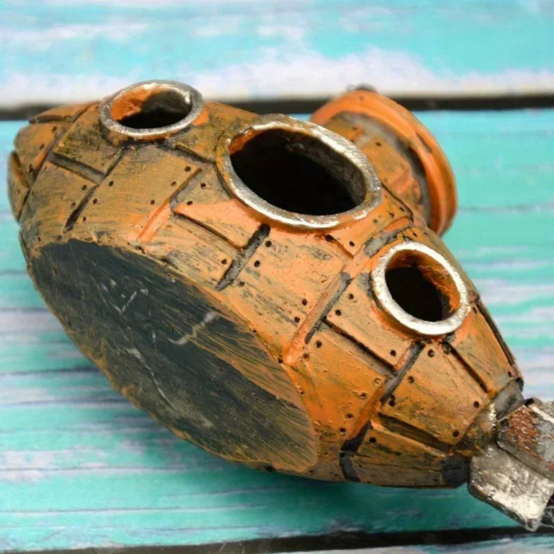 Resin Aquarium Decor - Hollow Fish & Shrimp Cave, Submarine-Themed Tank Landscape Accessories for Aquatic Background Design