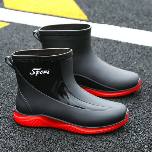 Stivali Winter Outdoors Rain Boots Mens Short Tube Outdoor Special Non-Slip Waterproof Velvet Warm Rubber Shoes Fishing Men's Rain Boots