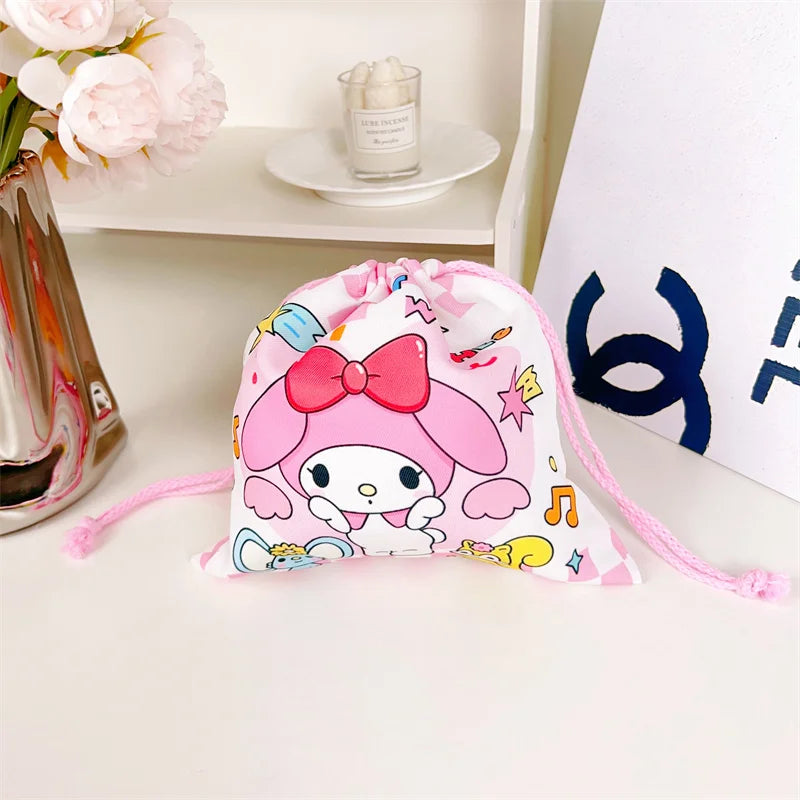 01-Borsa con coulisse Sanrio Cute Kuromi My Melody Cinnamoroll stile giapponese