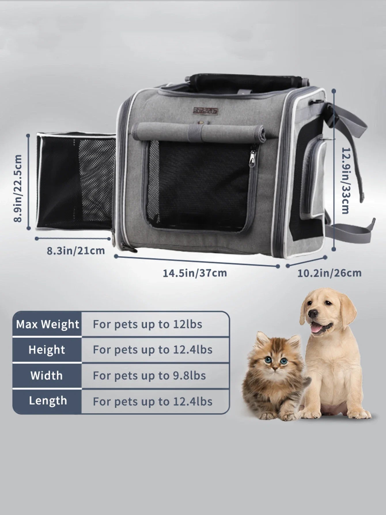 Trasportini Dog or Cat Bike Basket, Expandable Soft Sided Pet Carrier Backpack with 4 Open Doors, Foldable Dog Bike Carrier