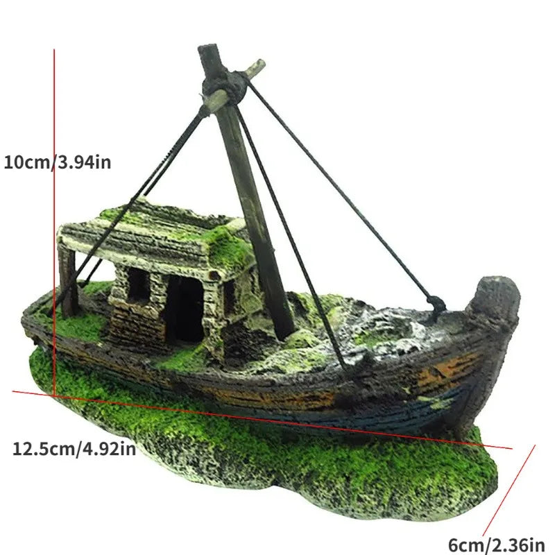 1PC Aquarium Fish Tank Landscape landscaping Pirate Wreck Ship Decor Resin Boat Ornament Accessories Decoration