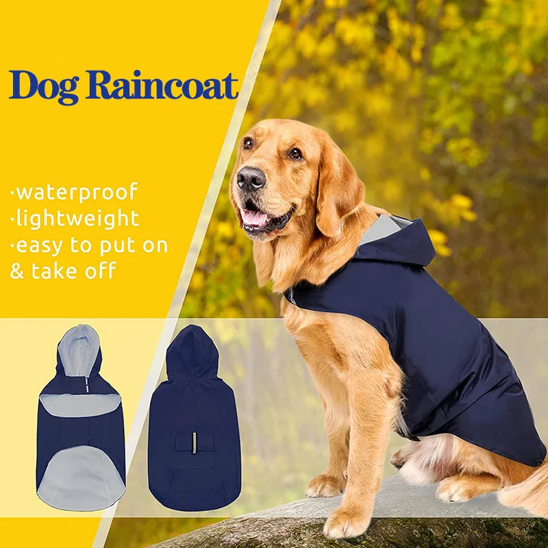 Vestiti Big dog raincoat reflective waterproof windproof hooded raincoat large dog clothing outdoor raincoat dog clothing jacket