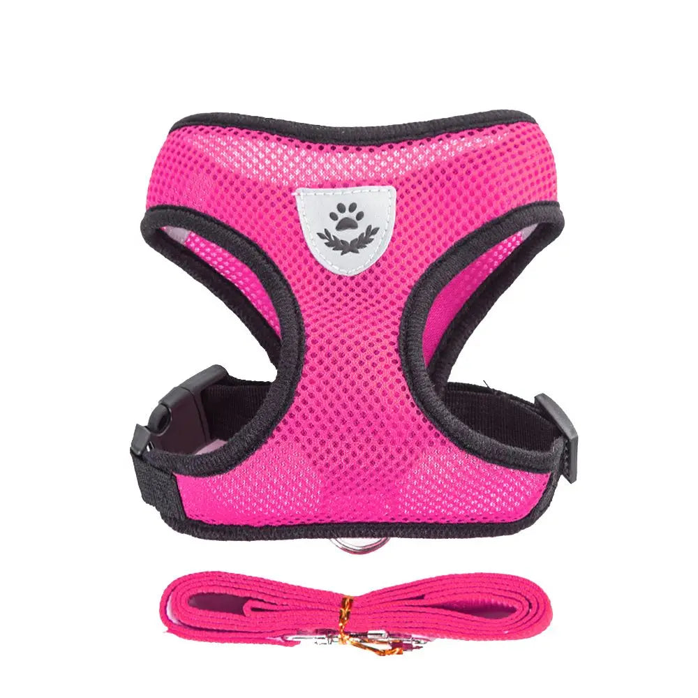 Pettorina Mesh Fabric Dog Leash Soft Comfortable Pet Harness Puppy Cat Vest Collar Pet Supplies For Chihuahua Pug Bulldog