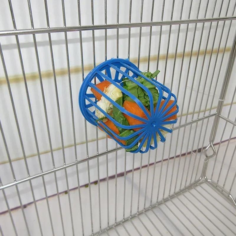 1pcs Bird Parrot Feeder Cage Fruit Vegetable Holder Cage Accessories Hanging Basket Container Toys Pet Budgie Cage Supplies