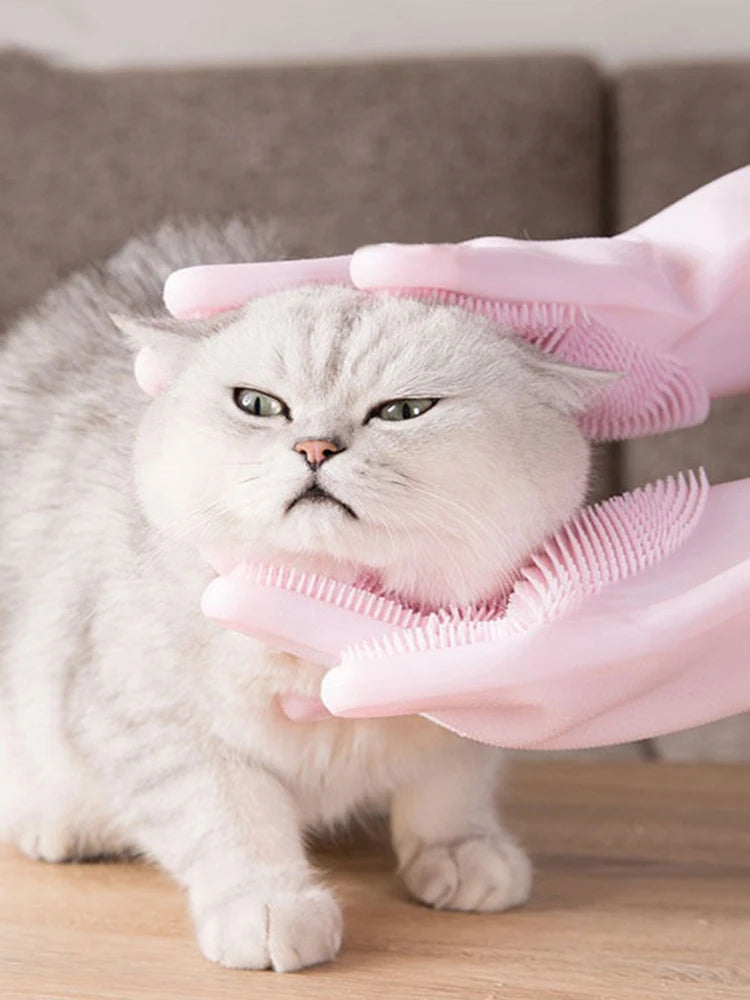 Pet cat bath accessories Scrub brush Teddy silicone bath gloves anti-scratch and anti-bite bath products