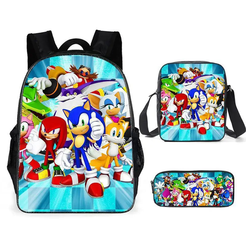 01-Set Zaino Sonic Cartoon Anime adatto per la scuola