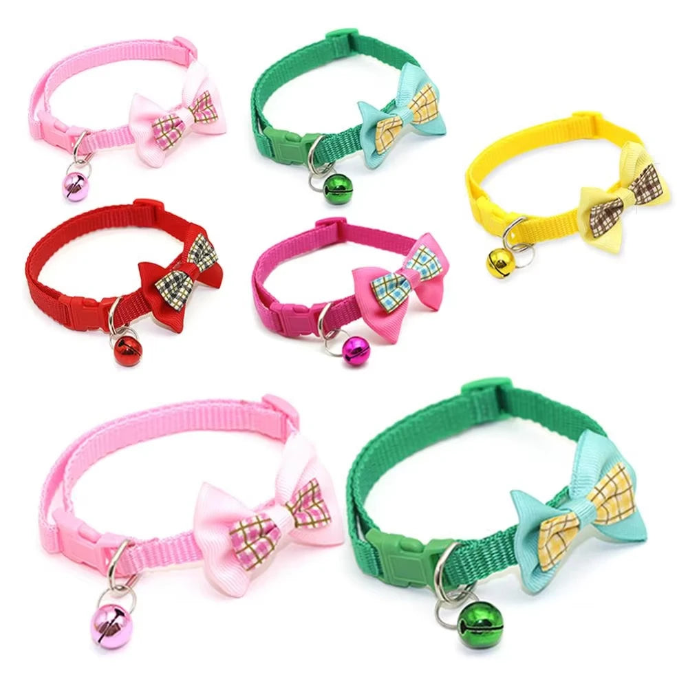 1PC Cute Dog Collar Bow Adjustable Bow Tie Beautiful Collar With Bell For Cats Rabbits And Puppies Pet Supplies Dog Accessories