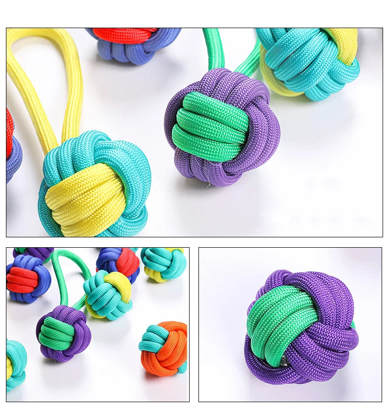 Pet cotton knot toy set, bite resistant and wear-resistant cotton rope ball dog toy, multi-color cotton ball dog toy