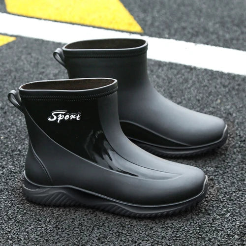Stivali Winter Outdoors Rain Boots Mens Short Tube Outdoor Special Non-Slip Waterproof Velvet Warm Rubber Shoes Fishing Men's Rain Boots