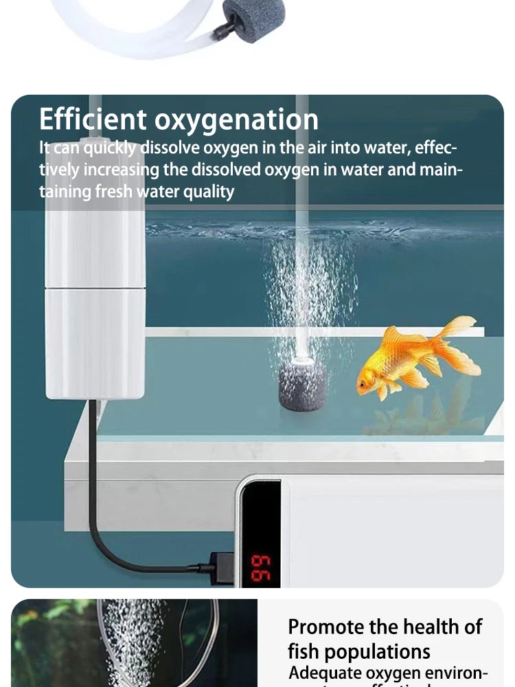 Portable USB Aquarium Air Pump:Mini Oxygenator for Fish Tanks and Aquatic Accessories