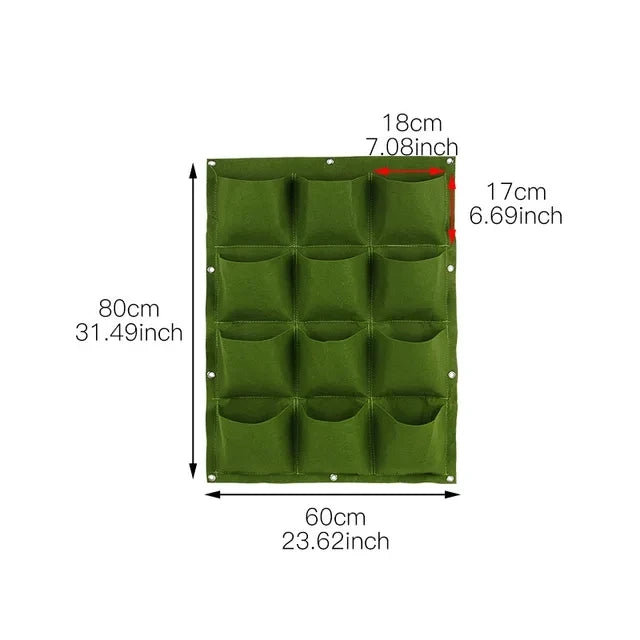 Plant growth bag, Felt Vertical Wall Planter Outdoor Herb Vegetable Hanging Garden Plant Holder for Railing, Balcony, Fence