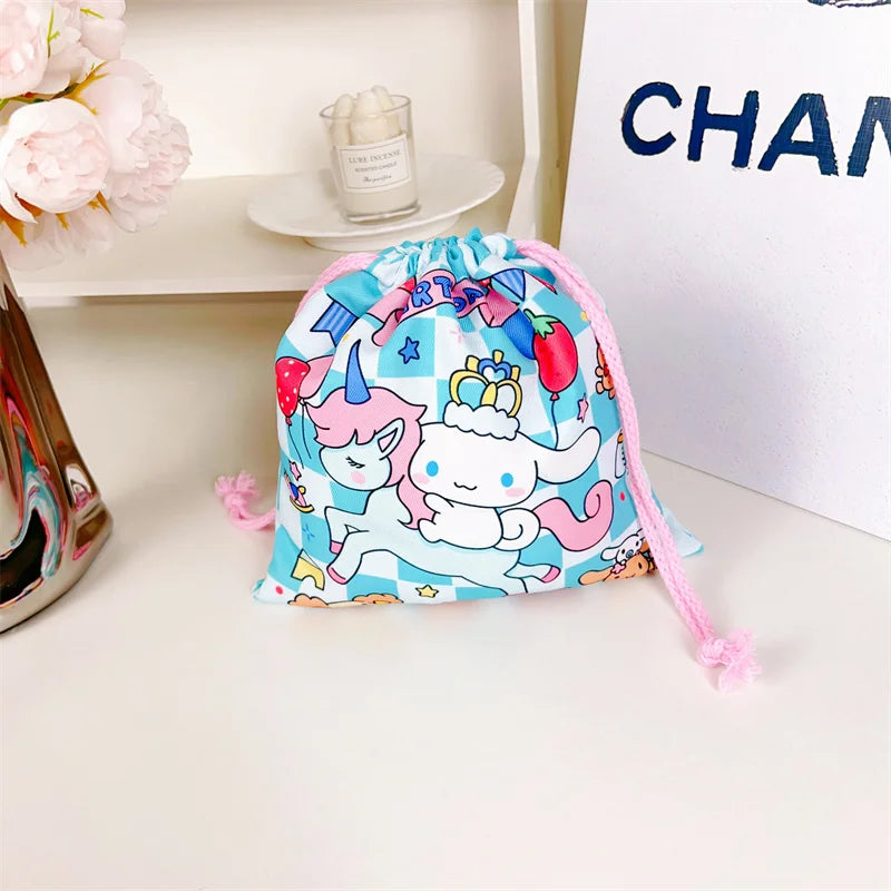01-Borsa con coulisse Sanrio Cute Kuromi My Melody Cinnamoroll stile giapponese