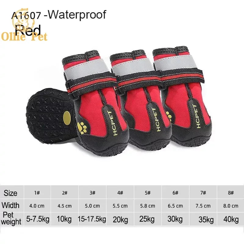 Scarpe Dog Shoes Waterproof Anti-Slip Rain Boots Warm Snow Reflective for Small Large Pet Sports Training Protect Pet Feet 4pcs