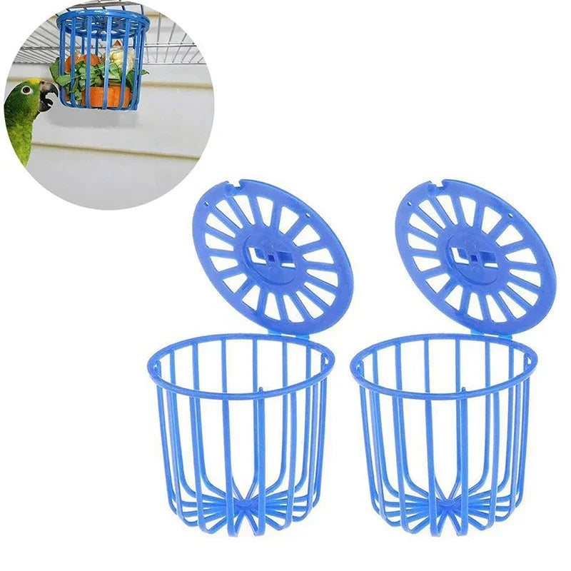 1pcs Bird Parrot Feeder Cage Fruit Vegetable Holder Cage Accessories Hanging Basket Container Toys Pet Budgie Cage Supplies