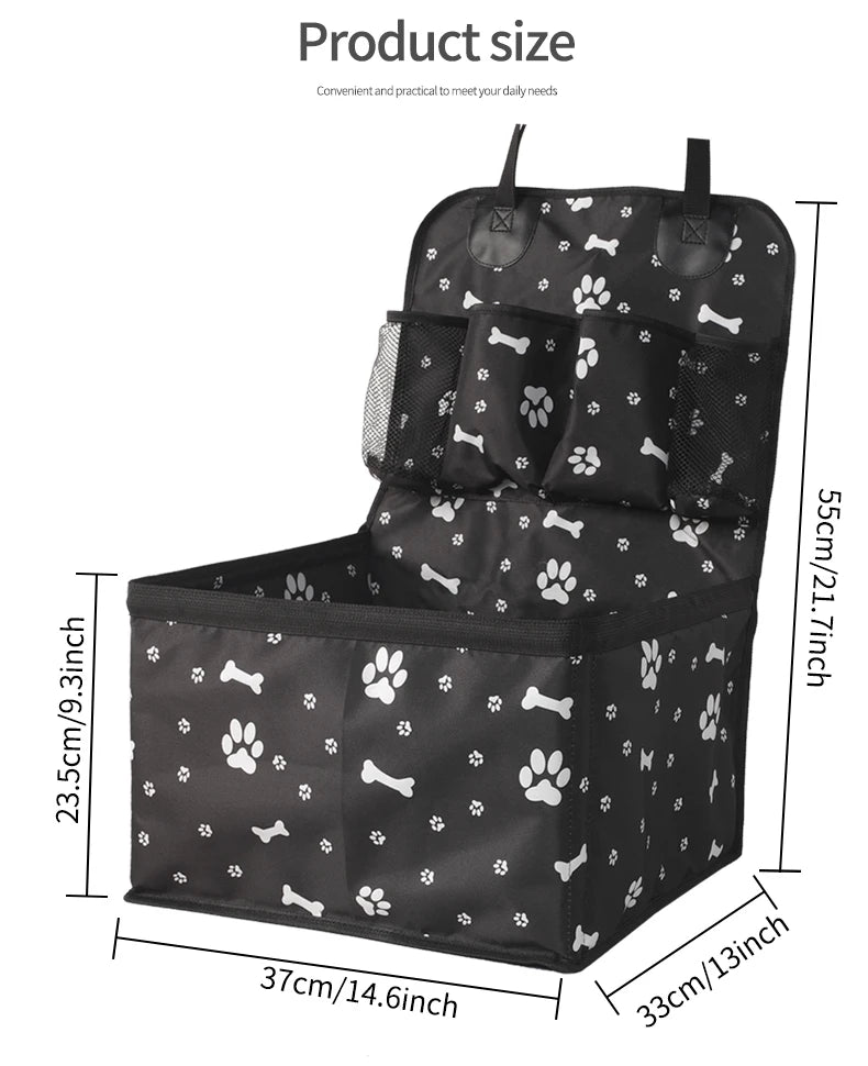 Seggiolino auto per cani con tasche portaoggetti, sedile anteriore per auto durevole antigraffio per animali domestici per cani di piccola taglia e media