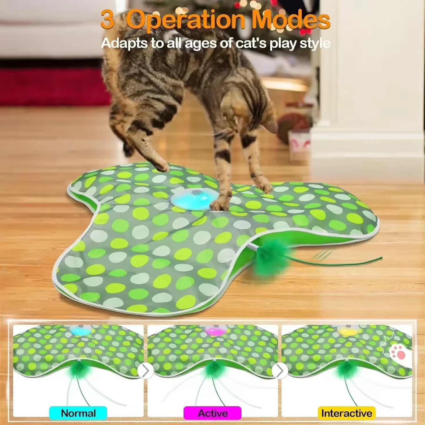 001-Giocattolo interattivo per gatti con topino e piume in movimento