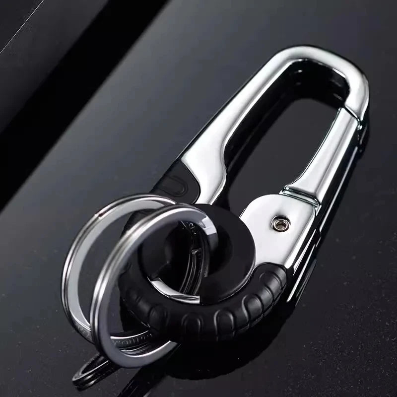 Solid Color Zinc Alloy Waist Hanging Lock Keychain Men's Business Car Keychain Double Ring Motorcycle Electric Car Key Chain