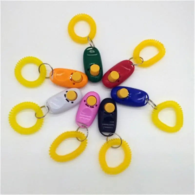 1~5PCS Pet Cat Dog Training Clicker Plastic New Dogs Click Trainer Aid Too Adjustable Wrist Strap Sound Key Chain Dog Whistl