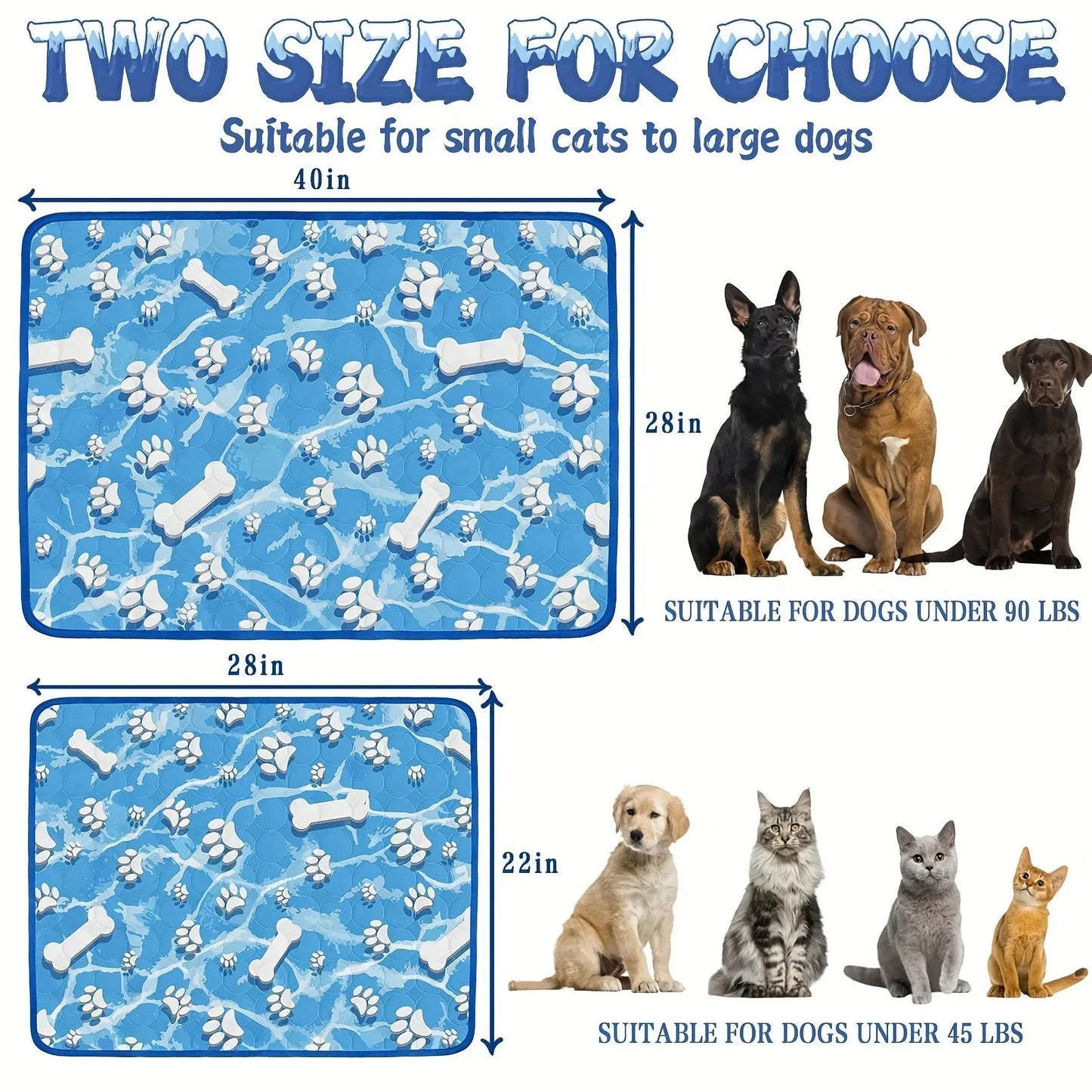 Self-Cooling Pet Mat for Dogs & Cats Summer Cooling Bed for Small/Large Pets Durable Blanket for Sofa Floor Indoor Outdoor Use