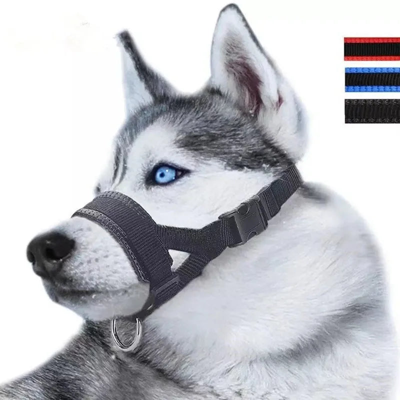 Pet Mask with Dog Mouth Cover for Bite and Noise Prevention Adjustable Nylon Collar