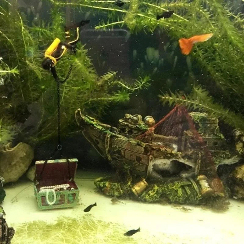 1PC Aquarium Fish Tank Landscape landscaping Pirate Wreck Ship Decor Resin Boat Ornament Accessories Decoration