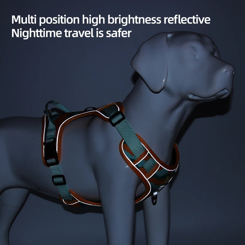Pettorina Medium Large Dog Harnesses Collar Labrador Army Reflective Adjustable Harness Oxford Cloth Pet Vest Training Hound Walk the Dog