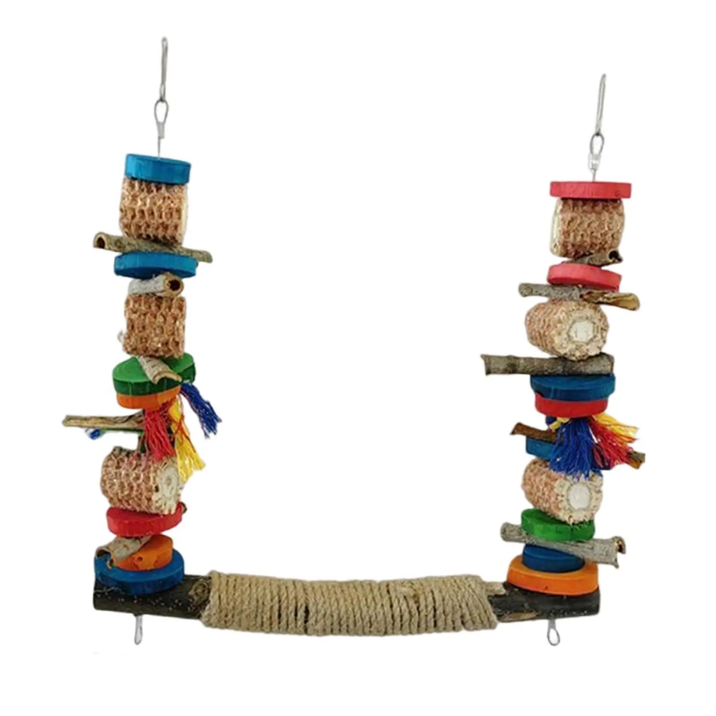 Posatoio Bird Swing Stand Bird Toy Bird Perch Colorful Cage Hanging Toys Parrot Toy Cage Swing Wooden Perch for Parakeet Finch