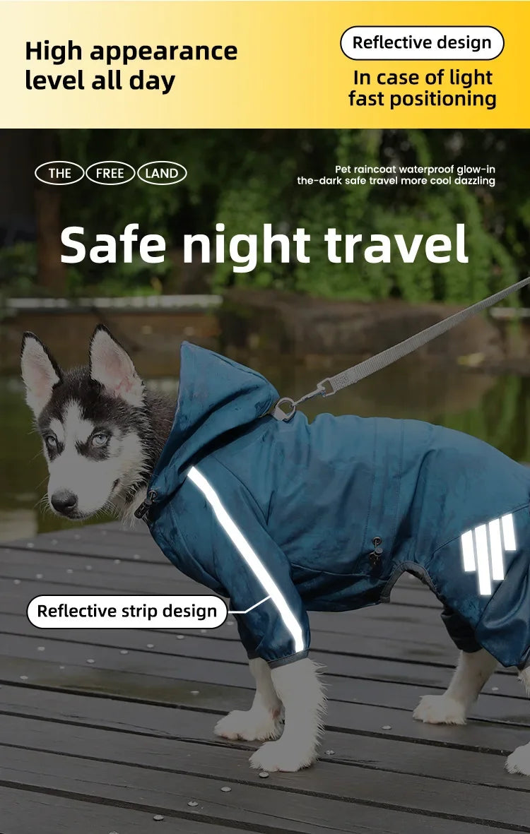 Pet Dog Waterproof Raincoat Jumpsuit Reflective Rain Coat Sunscreen Dog Outdoor Clothes Jacket for Small Medium Dog Pet Supplies