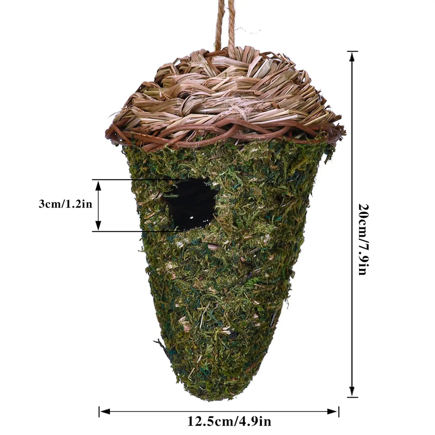 27-Casetta per uccelli intrecciata per patio esterno da giardino.