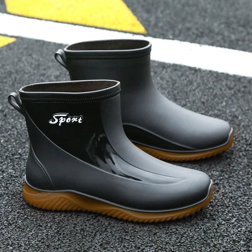 Stivali Winter Outdoors Rain Boots Mens Short Tube Outdoor Special Non-Slip Waterproof Velvet Warm Rubber Shoes Fishing Men's Rain Boots