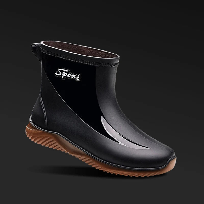 Stivali Winter Outdoors Rain Boots Mens Short Tube Outdoor Special Non-Slip Waterproof Velvet Warm Rubber Shoes Fishing Men's Rain Boots
