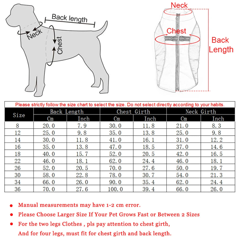 Waterproof Pet Dog Clothes Winter Warm Small Medium Large Dog Jacket Vest Reflective Padded Puppy Coat Chihuahua Yorkie Clothing