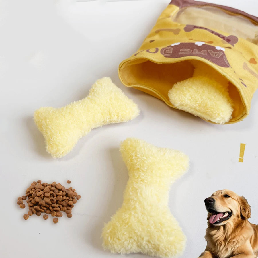 Pet Toys for Dogs Cats - Plush Squeaky Chew Teething Toys, Interactive Crinkle Noise Bite-Proof Puzzle Treat Hide Play Set