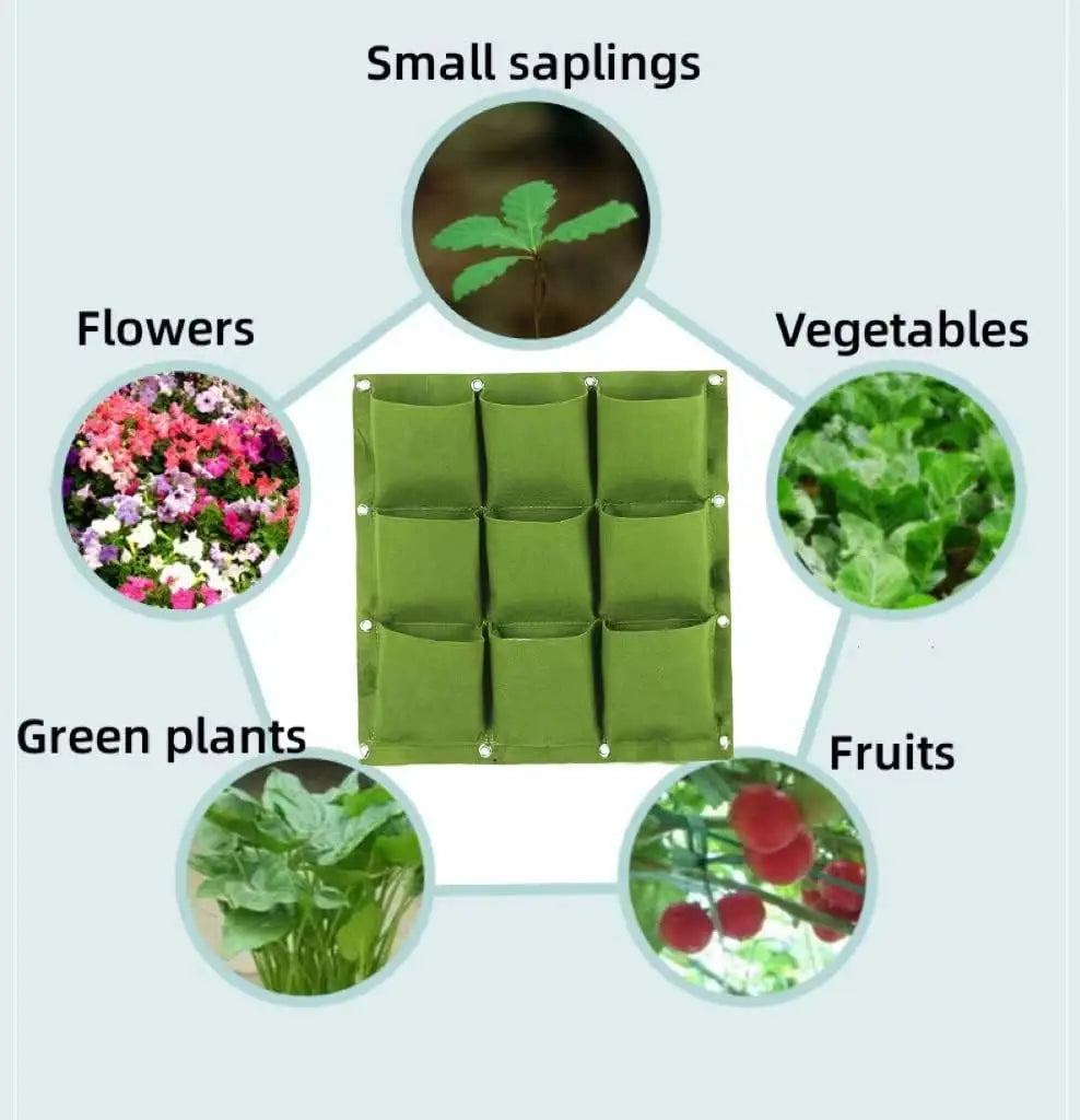 Plant growth bag, Felt Vertical Wall Planter Outdoor Herb Vegetable Hanging Garden Plant Holder for Railing, Balcony, Fence