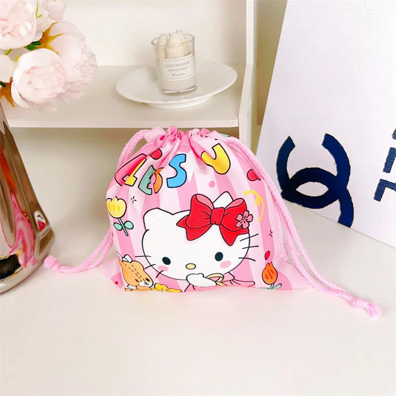 01-Borsa con coulisse Sanrio Cute Kuromi My Melody Cinnamoroll stile giapponese