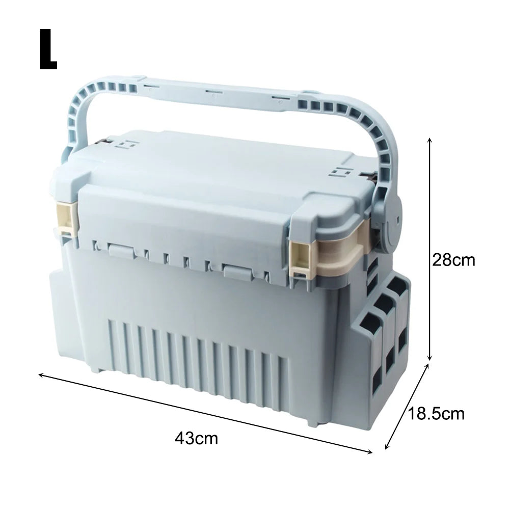 19.5L Fishing Tackle Box Multifunction Fishing Box Large Capacity Stand Rod Holder Cup Holder Storage Box Fishing Accessories