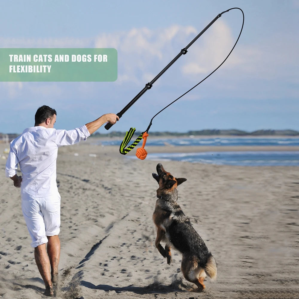 1 Set Retractable Pole Interactive Dog Chew Toys Dogs Chase Drag Chew Toys Outdoor Training Exercise Tool Entertainment Dog Toy