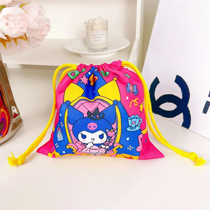 01-Borsa con coulisse Sanrio Cute Kuromi My Melody Cinnamoroll stile giapponese