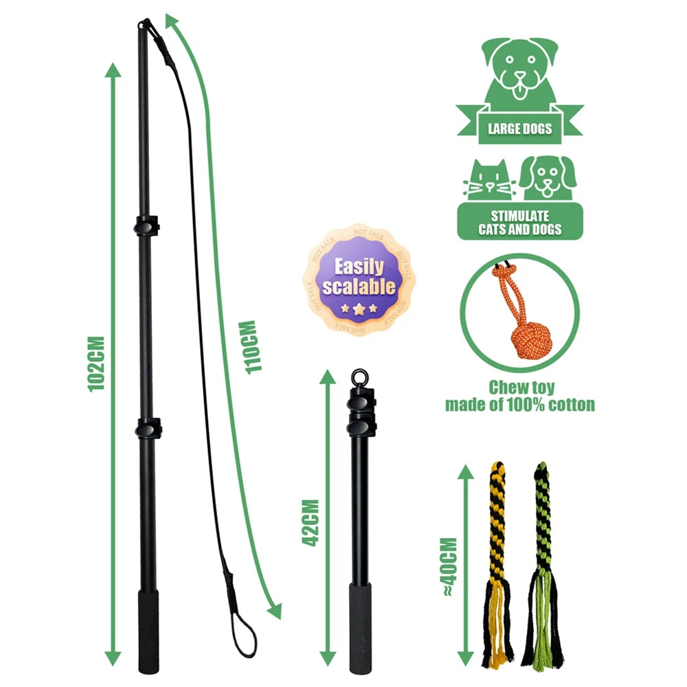 1 Set Retractable Pole Interactive Dog Chew Toys Dogs Chase Drag Chew Toys Outdoor Training Exercise Tool Entertainment Dog Toy
