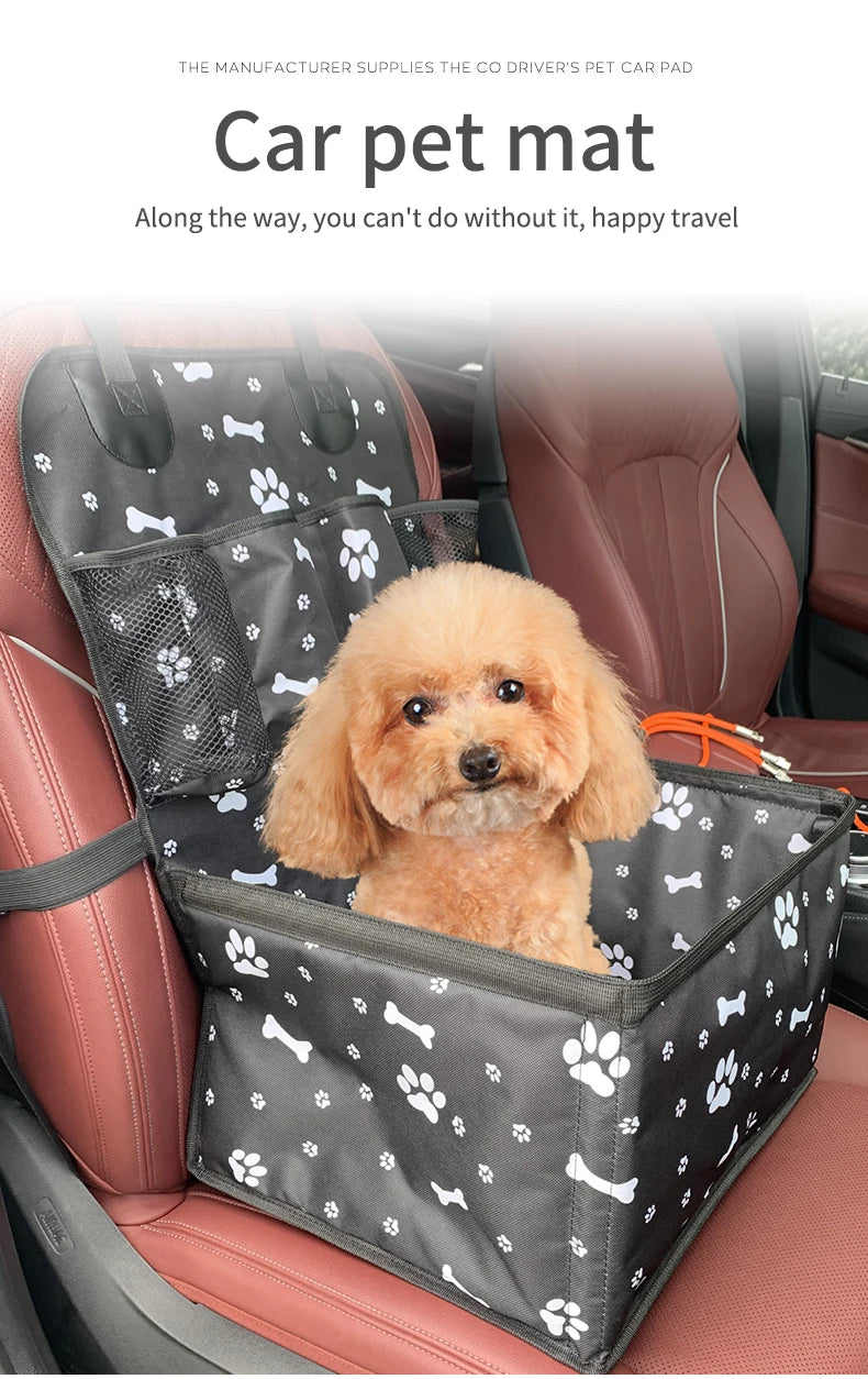 Seggiolino auto per cani con tasche portaoggetti, sedile anteriore per auto durevole antigraffio per animali domestici per cani di piccola taglia e media