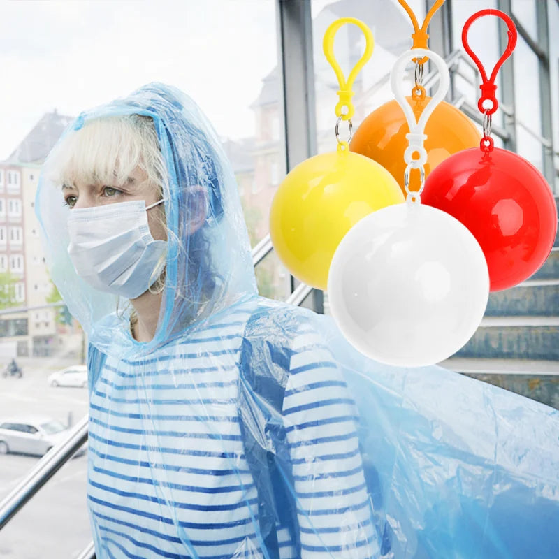 Portable Raincoat Ball Disposable Raincoats Waterproof Transparent Rain Cover Emergency Coat for Traveling Camping Outdoor Sport