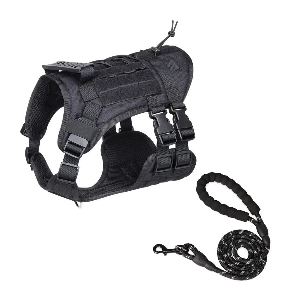 Pettorina Tactical Dog Harness with Handle and Leash Military Dog Walking Accessory for Rottweiler Medium Large Dog Puppy Harness