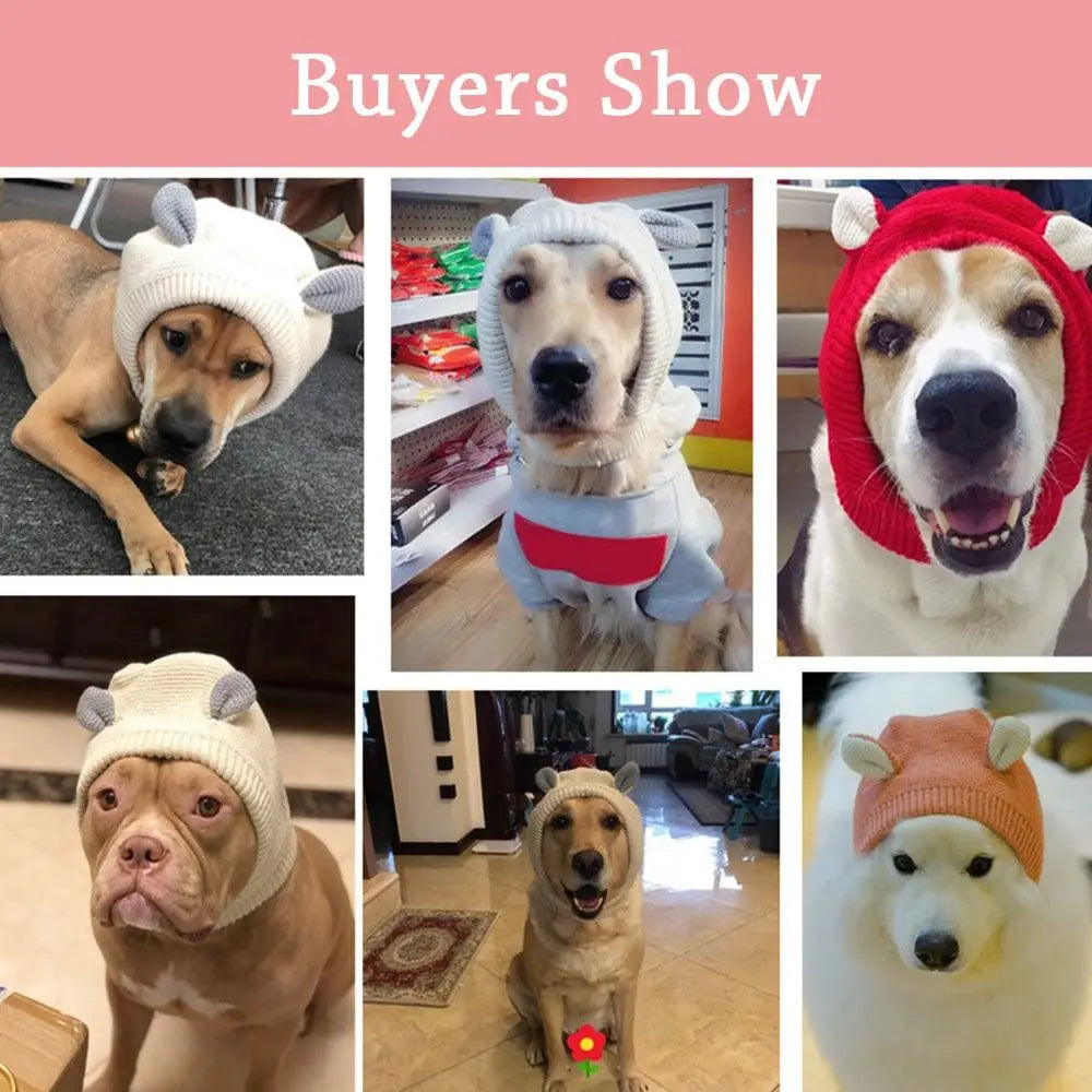 Quiet Dog Ear Muffs Noise Protection Pet Ears Covers Knitted Hat Anxiety Relief Winter Warm Earmuffs For Medium Large Dogs New