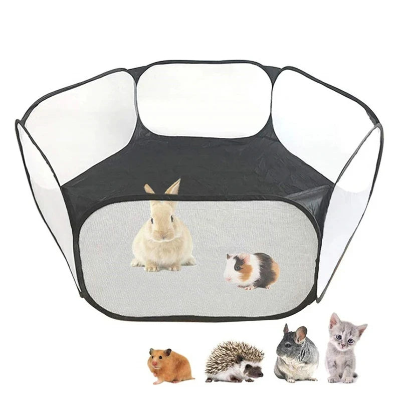 Portable Small Pet Cage Transparent Cat and Dog Cage Tent Pet Playpen Open Folding Yard Fence For Dog Hamster Rabbit Guinea Pig