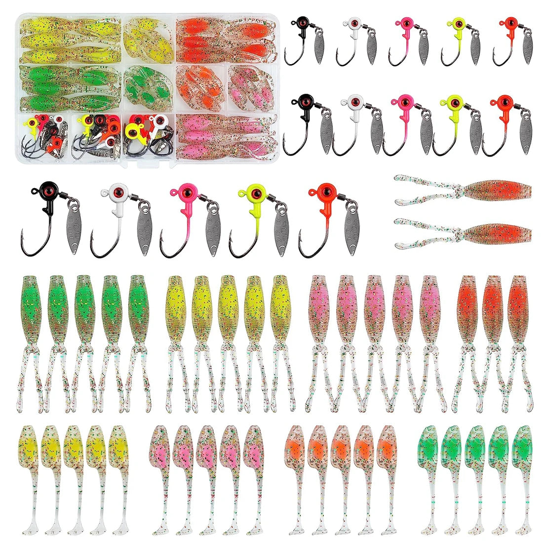 26-Kit Esche Morbide + Jig Heads esche artificiali.