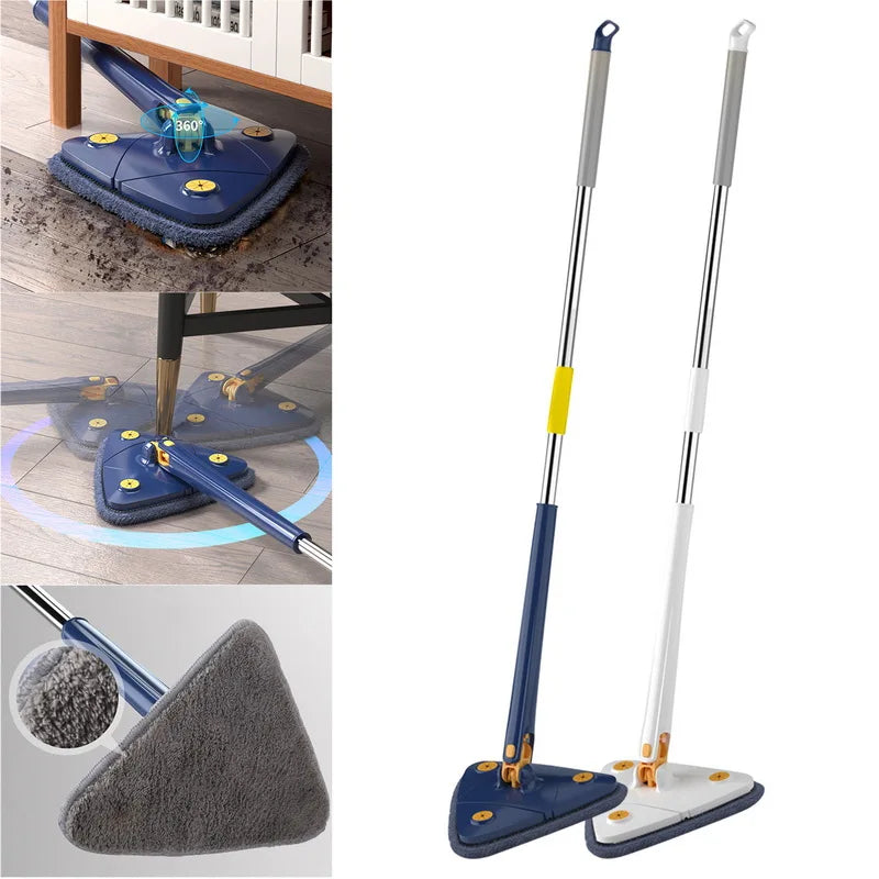 Triangular Mop Clean Tiles Extendable Triangle 360° Swivel Mop Floor Cleaning Squeeze Mops Self-spin Wall Ceiling Cleaning Tools