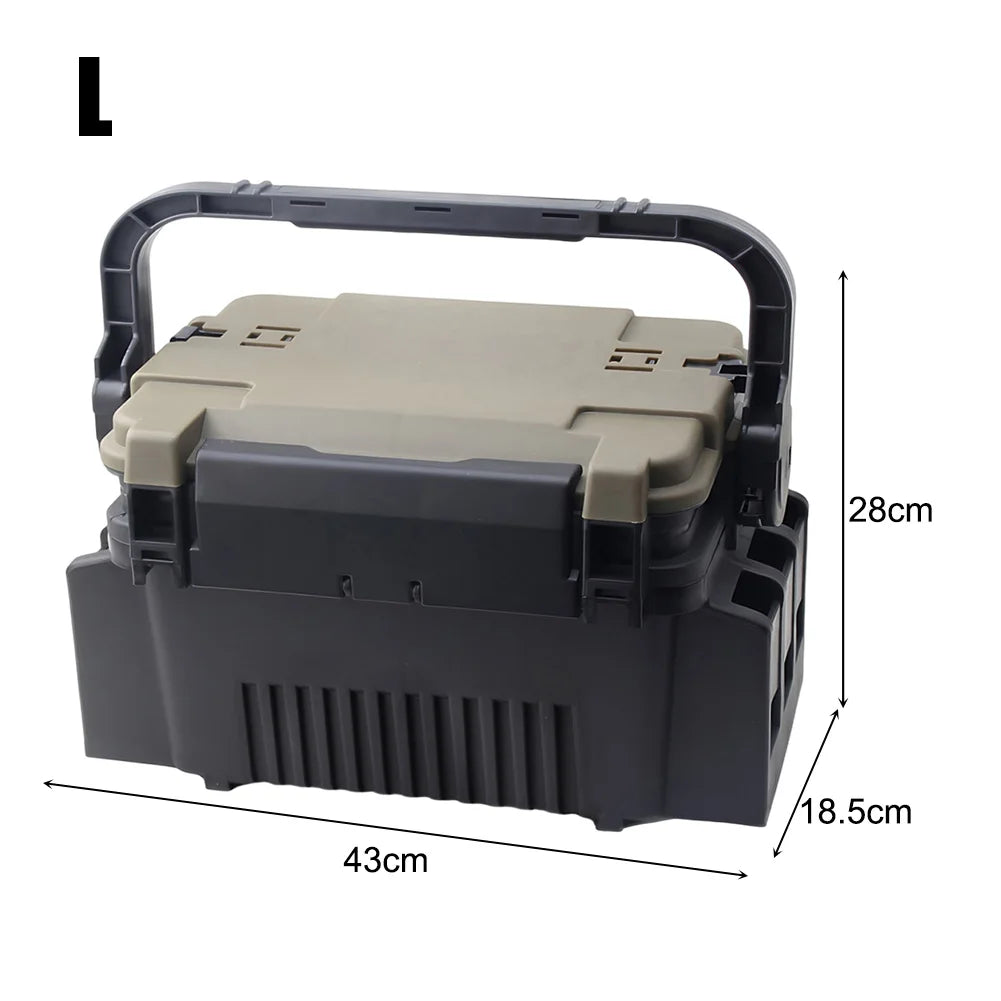 19.5L Fishing Tackle Box Multifunction Fishing Box Large Capacity Stand Rod Holder Cup Holder Storage Box Fishing Accessories