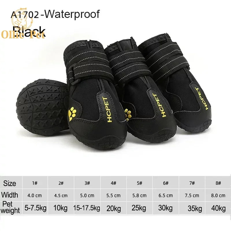 Scarpe Dog Shoes Waterproof Anti-Slip Rain Boots Warm Snow Reflective for Small Large Pet Sports Training Protect Pet Feet 4pcs