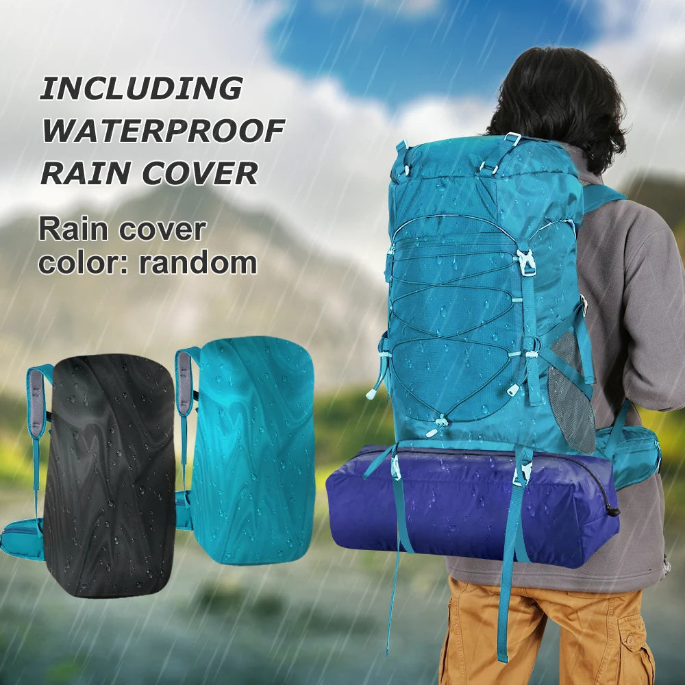 01-Zaino da trekking da 50 litri con copertura antipioggia.