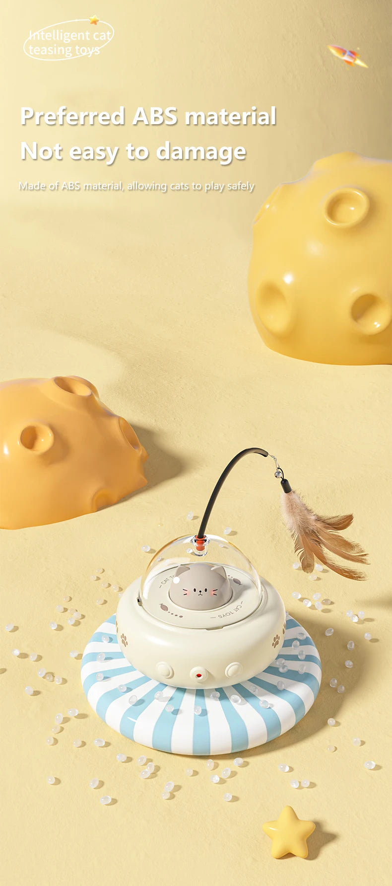 Smart Teaser Cat Toy Electric UFO Cat Teaser Stick With Bell Training Pet Toys Replaceable Feather Interactive Cat Supplies